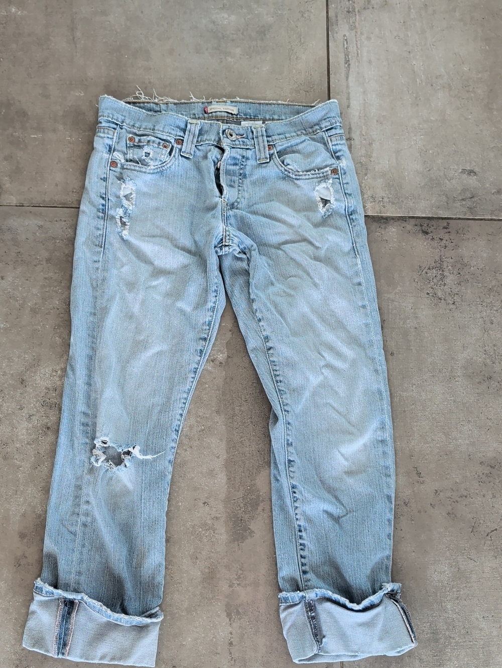 Levi's Light Blue Distressed Boyfriend Jeans